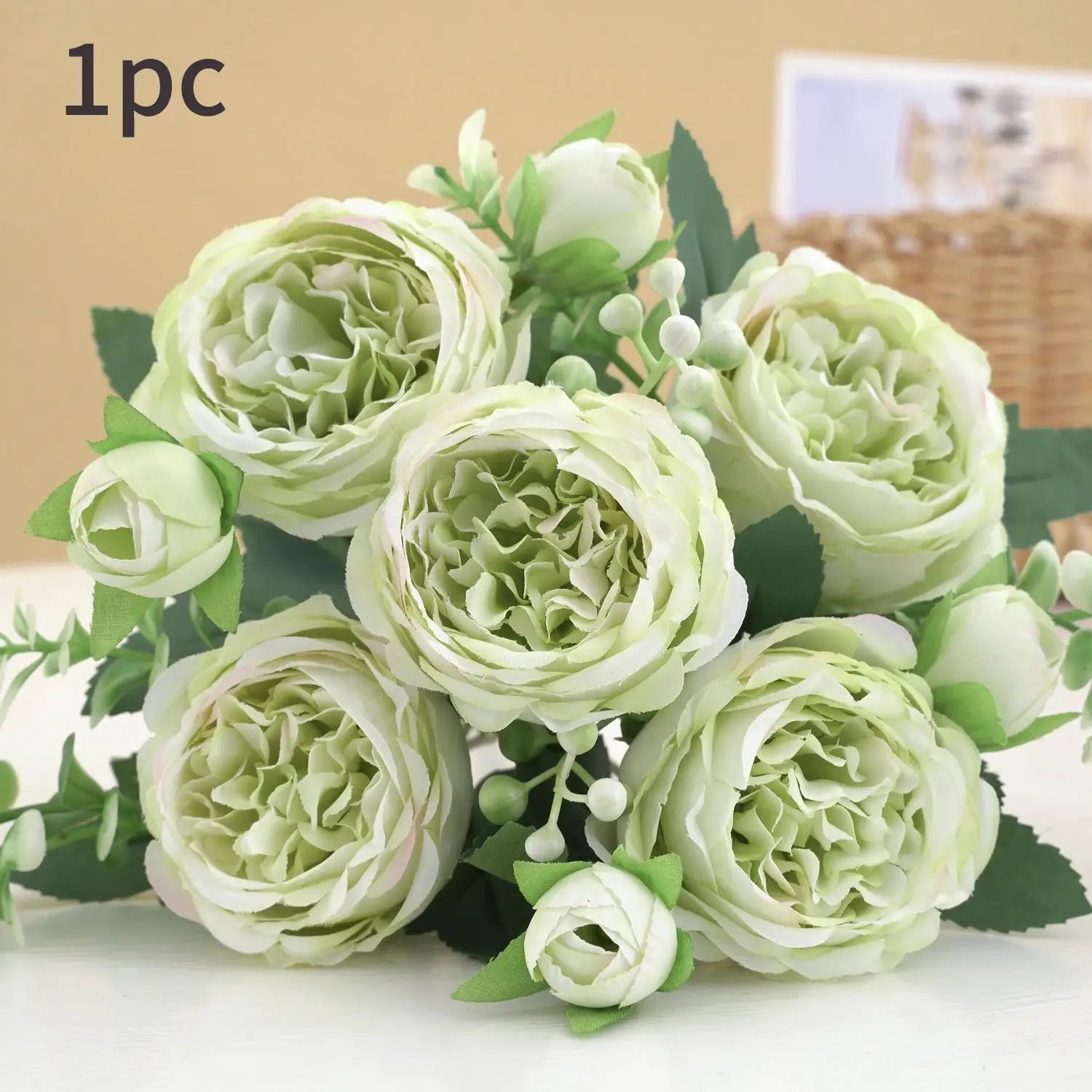 30cm Rose Pink Silk Peony Bouquet With Five Large Heads And Four Buds For Wedding And Home Decor Artificial Flower