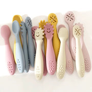 3 Piece Baby Learning Spoons Set Soft Silicone Utensils For Self Feeding Newborns And Toddlers