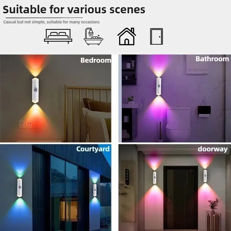 Smart RGB Gradient Night Light Magnetic Motion Sensor Rechargeable Wall Lamp Bedroom Bathroom Closet Garden Home Decor