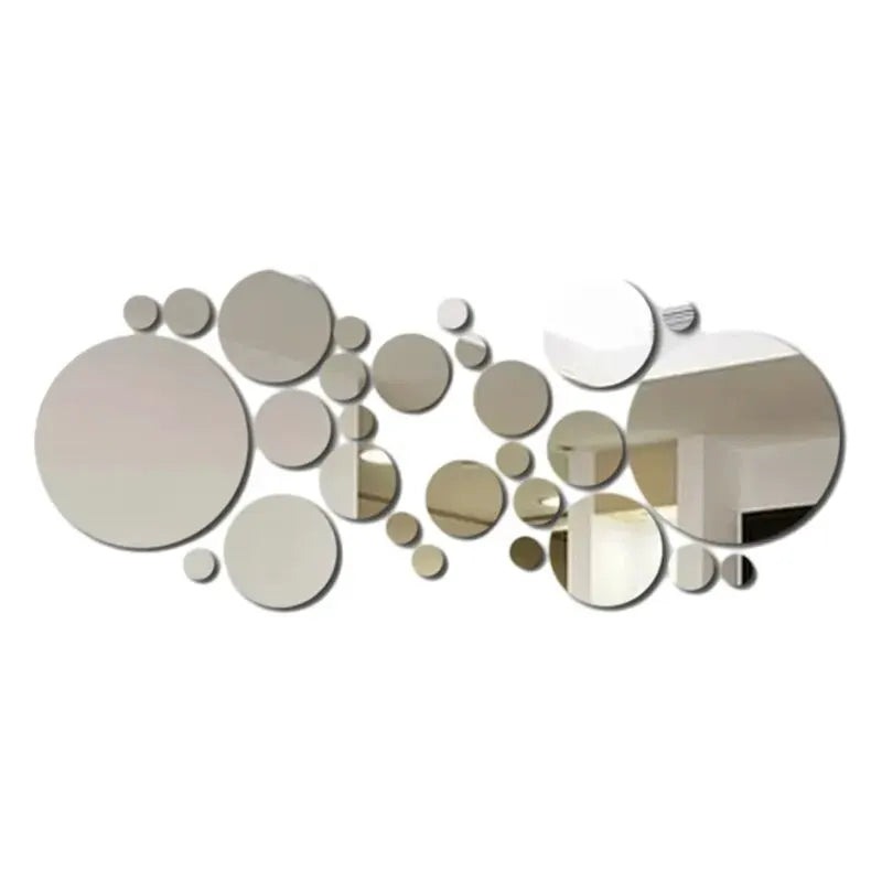 26 Pcs 3D Acrylic Mirror Wall Sticker Set Round Mirrors For DIY Bedroom Bathroom And TV Backdrop Decor