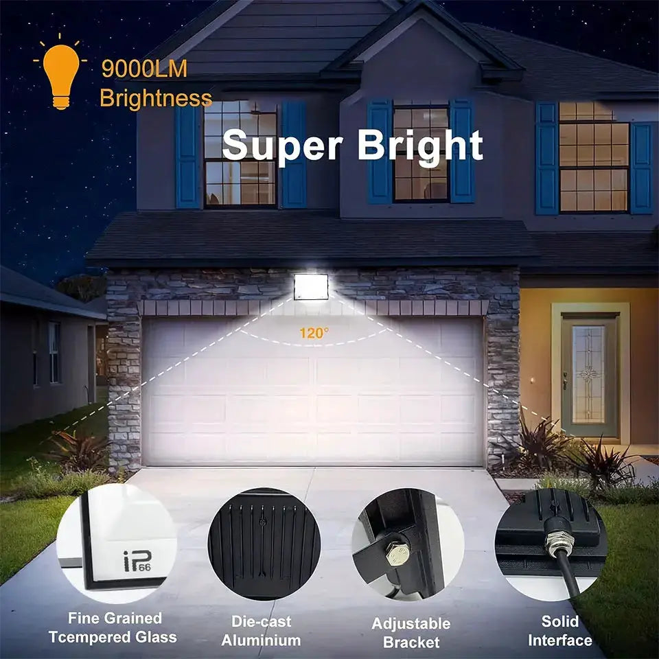 LED floodlight Simples Market 20-300W AC110-220V IP65 outdoor 9000LM die-cast aluminium tempered glass adjustable bracket
