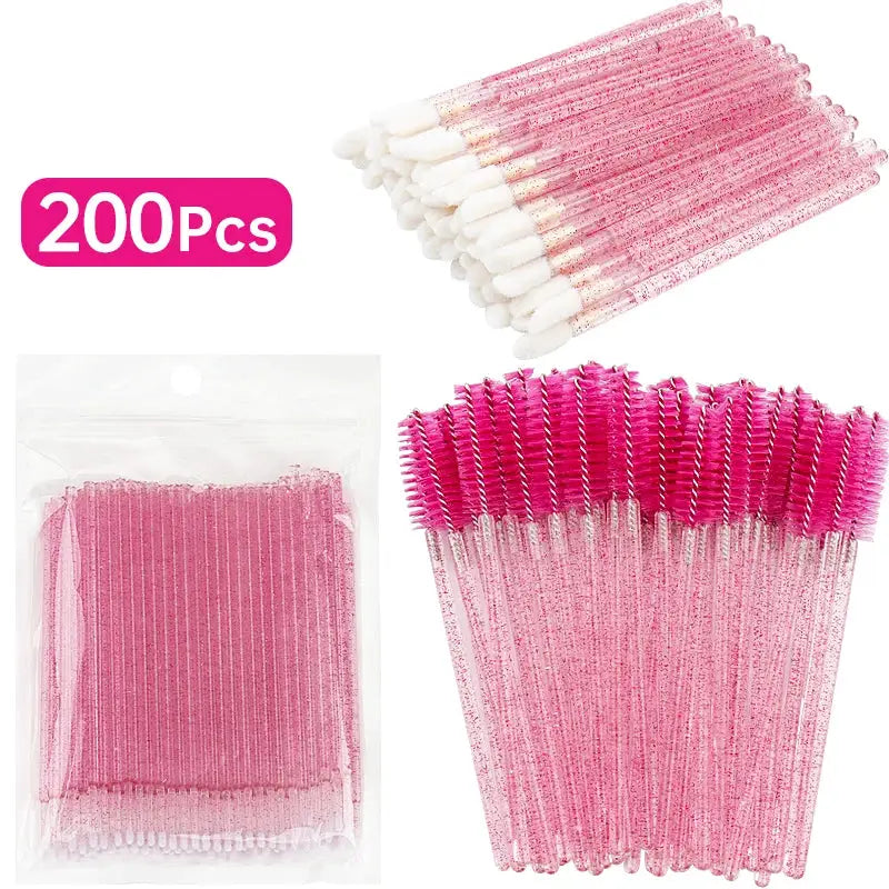 LashCraft 200 Piece Eyelash Extension And Makeup Set With Lash Removal Micro Brush And Lipline Brush