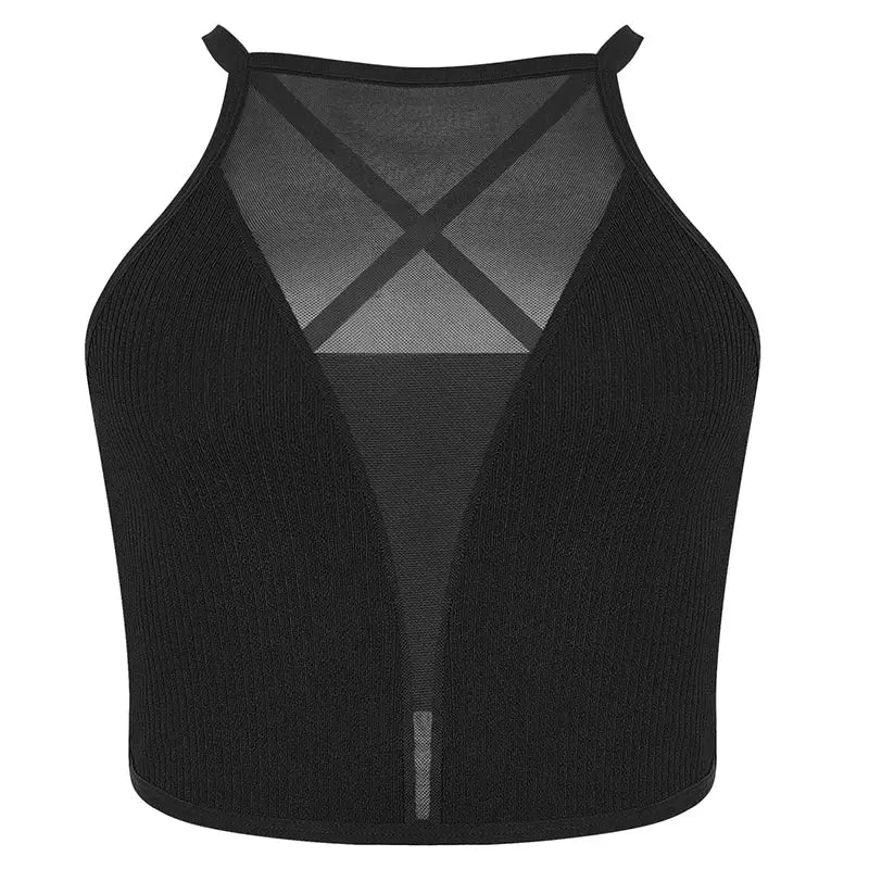NovaLace Mesh Camisole Crop Top Corset Ribbed Backless Bralette For Bold Layering Essentials