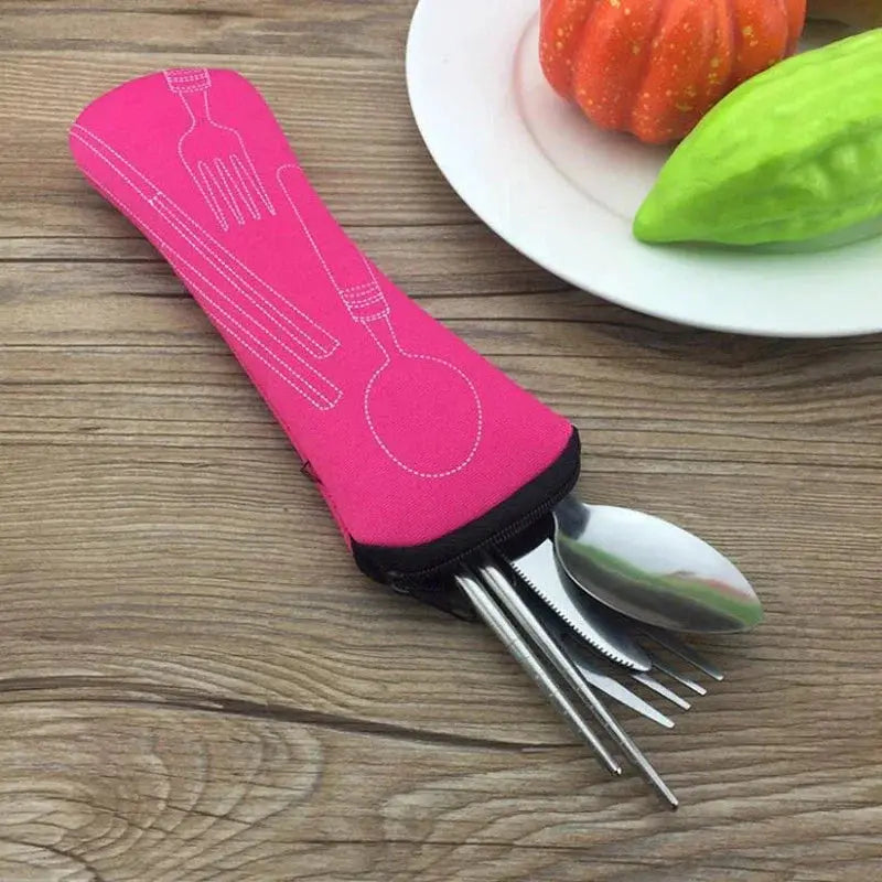 Portable Cutlery Storage Bag For Travel And Picnic Gear Fork Spoon Knife Pouch Organizer ABS Case