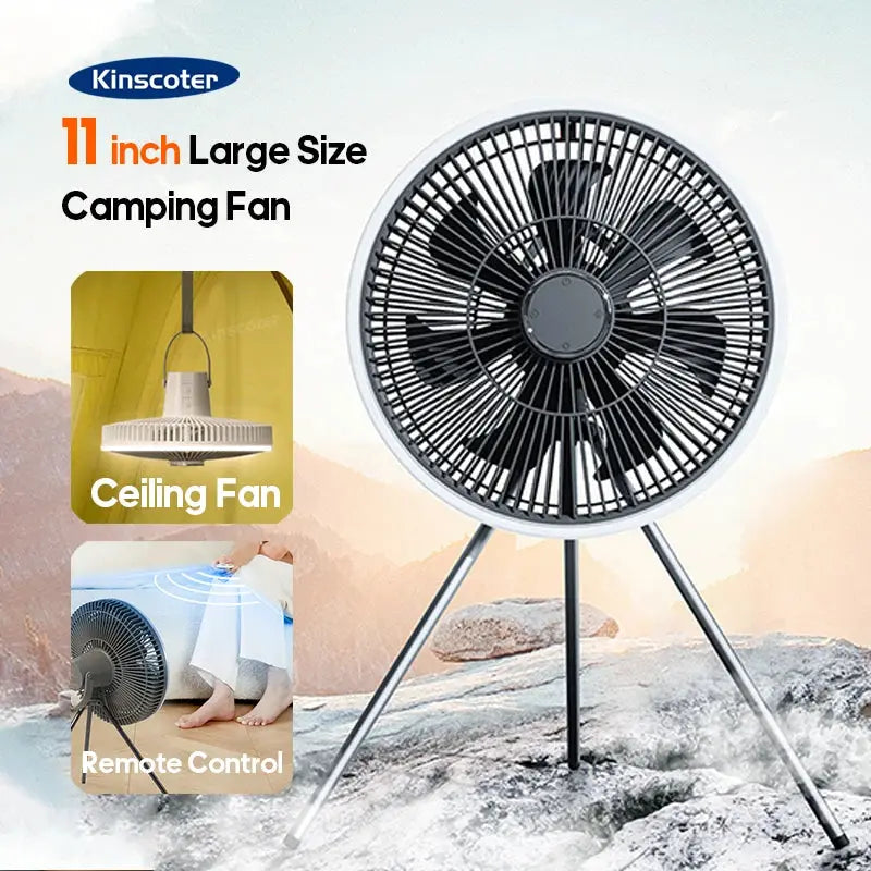 KINSCOTER 11-inch outdoor camping fan on tripod stand by Simples Market with remote control
