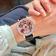 LustreTime Womens Quartz Watch With Colorful Rhinestone Inlay And Alluring Rotatable Dial Durable Construction