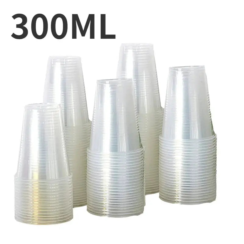 BrightCup Disposable Clear Plastic Cups 50 or 100 Pack Hygienic Outdoor Party Drinking Cups for Picnics and Events