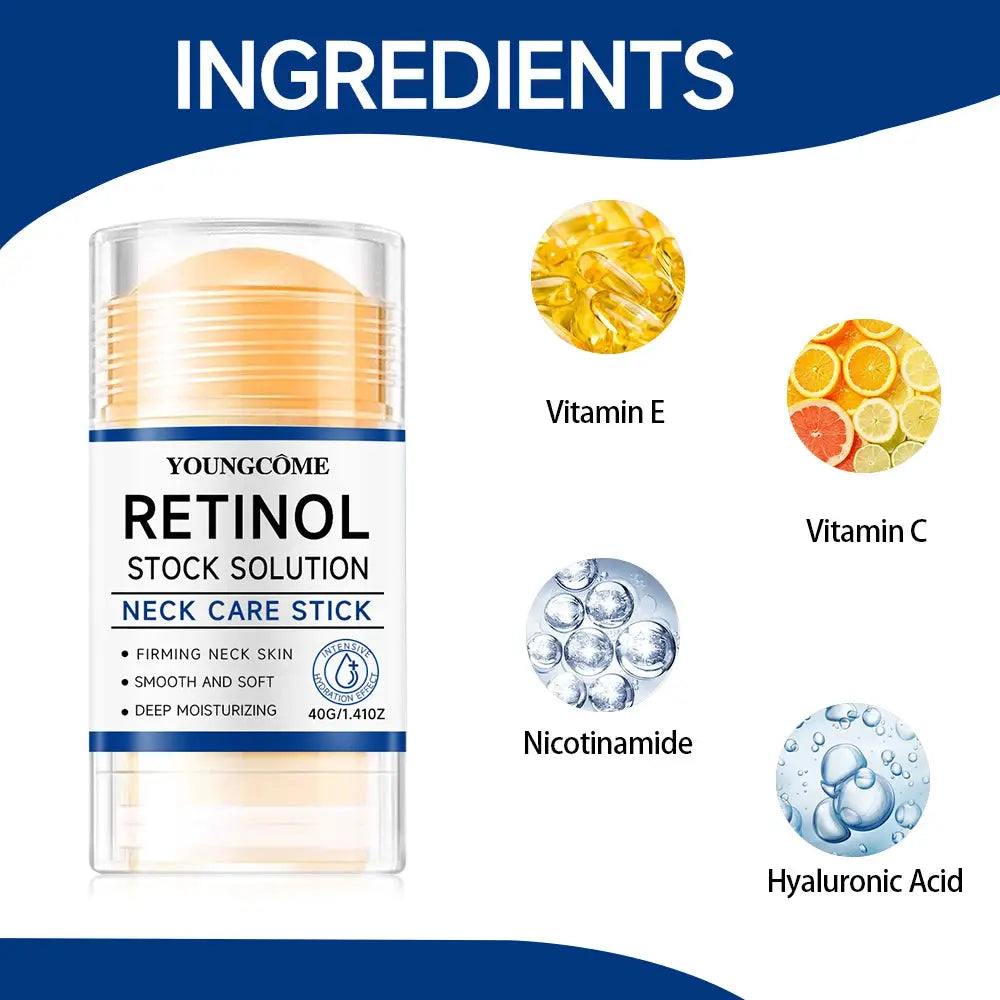 Retinol Neck Care Stick Anti Aging Firming Treatment Hyaluronic Acid Collagen For Wrinkle Reduction Sagging Skin