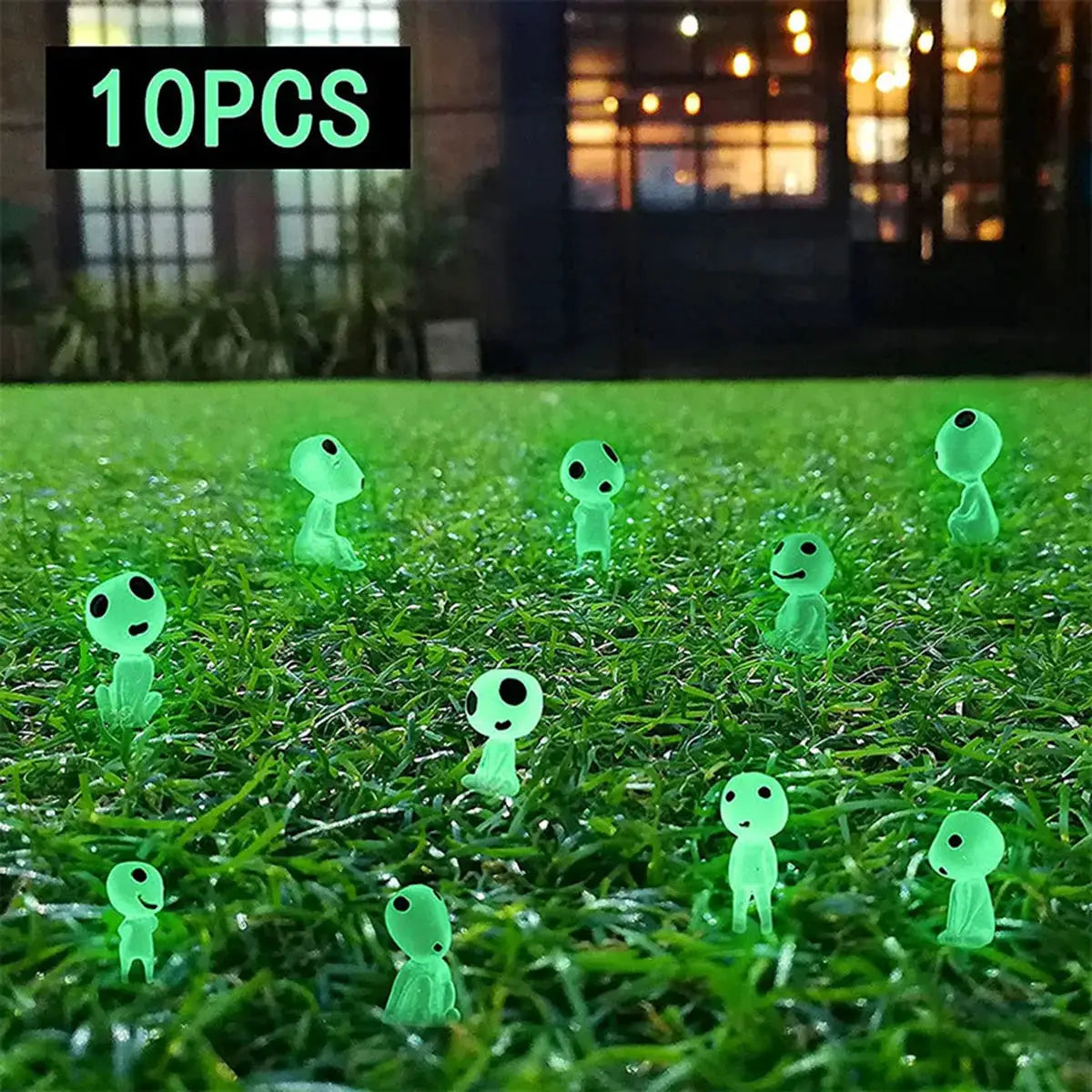10pcs glow-in-the-dark alien-shaped miniature landscape decorations for garden