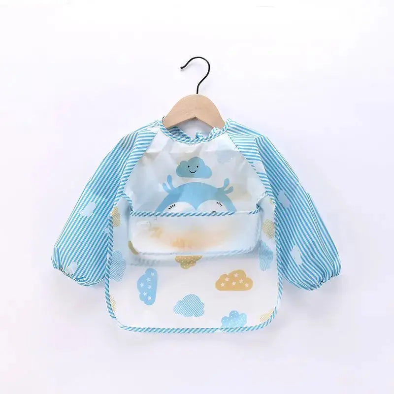 Waterproof EVA Full Sleeve Baby Bibs For Kids Long Sleeve Feeding Smock Apron Eating Breastplate Infant Clothing