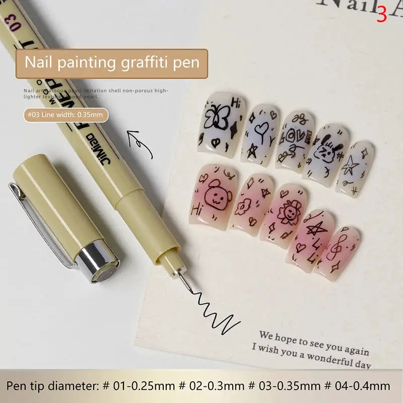 Nail Art Graffiti Line Pen Gel Painting Waterproof Precision Nib With Ultra Fine Brush For Crisp Detailed Nail Art