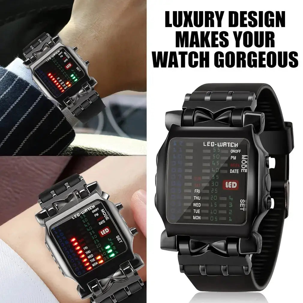CrabTech LED Watch For Men Creative Crab Shaped Electronic Timepiece Luminous Binary Display Waterproof Multifunction