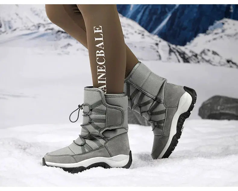 Mens Winter Boots Waterproof Plush Lined Non Slip Outdoor Hiking Ankle Boots All Weather Warmth