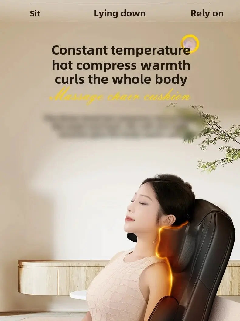 Simples Market full-body massage chair cushion, black leather with neck and back kneading Shiatsu and heat