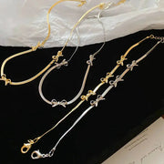 Bowknot Blade Choker Necklaces For Women Simple Temperament Collarbone Chain Fashion Jewelry