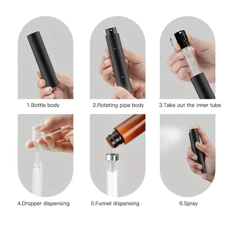 10ml Travel Perfume Sprayer Refillable Cologne Container Empty Dispenser Spray Bottle Mini Black