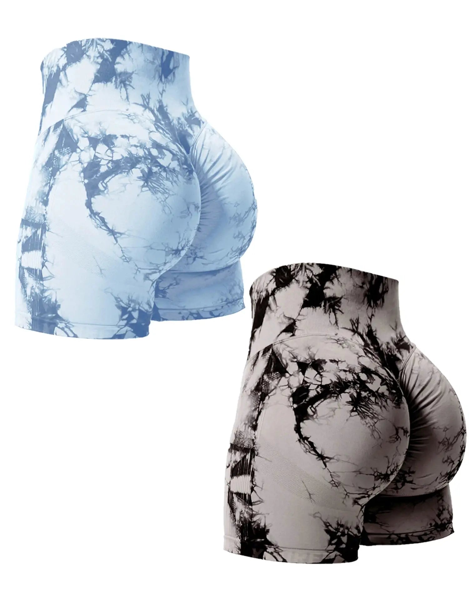 NovaFlex Tie Dye Butt Lifting Seamless Gym Shorts 2 Pack High Waist Nylon Elastane For Workout