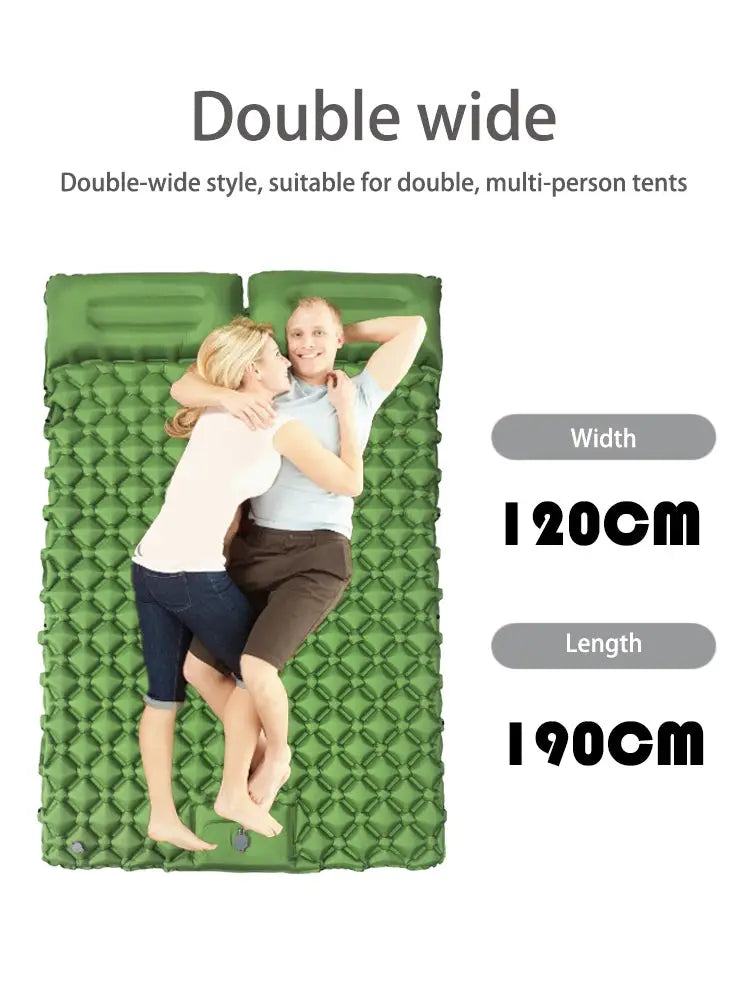 Simples Market outdoor camping double inflatable mattress in green, 120 cm wide by 190 cm long