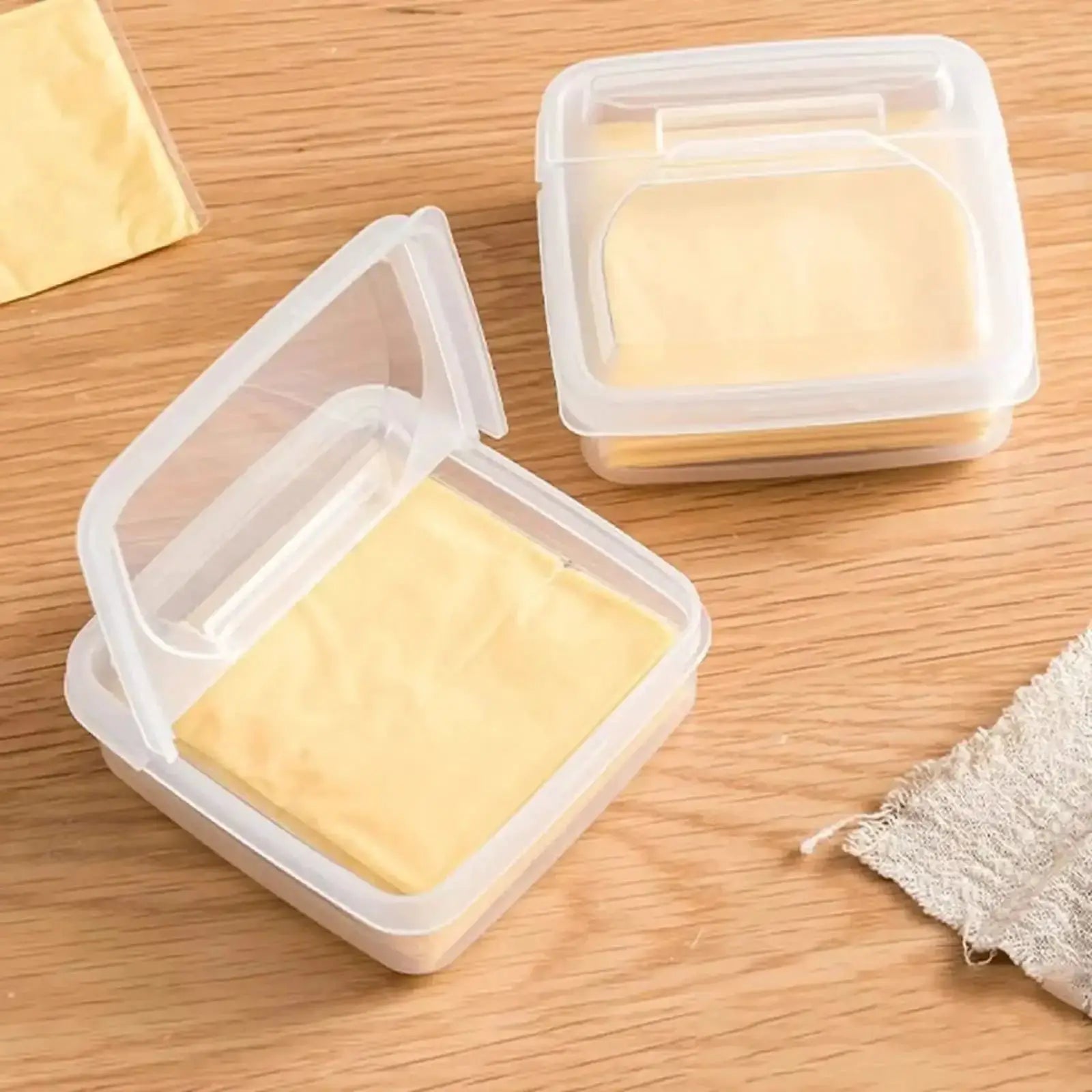 Clear Plastic Sliced Cheese And Butter Storage Container With Flip Lid