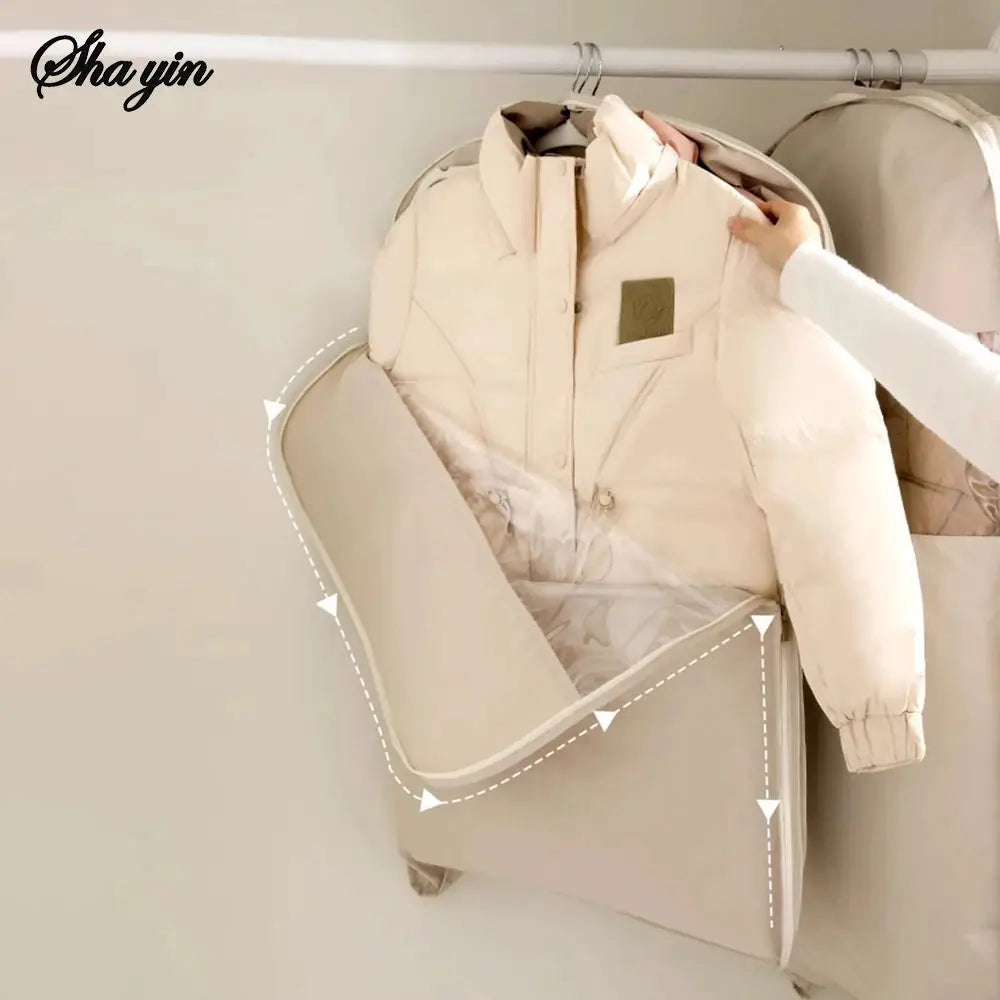 Visible Compression Hanging Bag For Down Jackets And Winter Gear Dust Cover Wardrobe Organizer For Household Storage