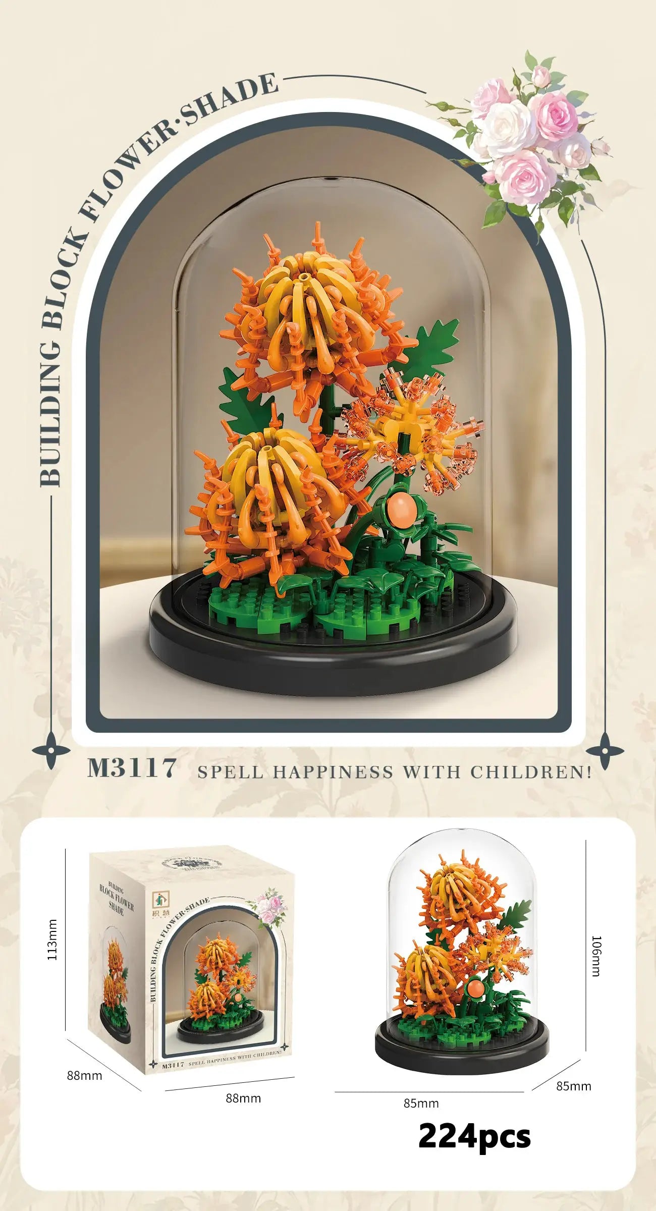 Eternal Flower Bouquet Bonsai Potted Plant Micro Building Blocks Model Decor Puzzle Toys Kids Birthday Christmas Gifts
