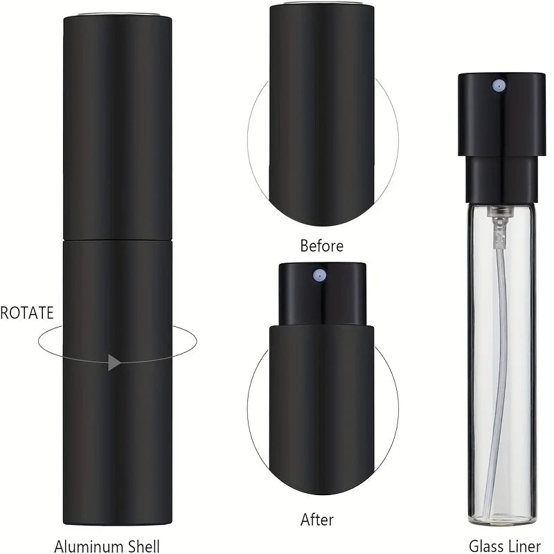 10ml Travel Perfume Sprayer Refillable Cologne Container Empty Dispenser Spray Bottle Mini Black