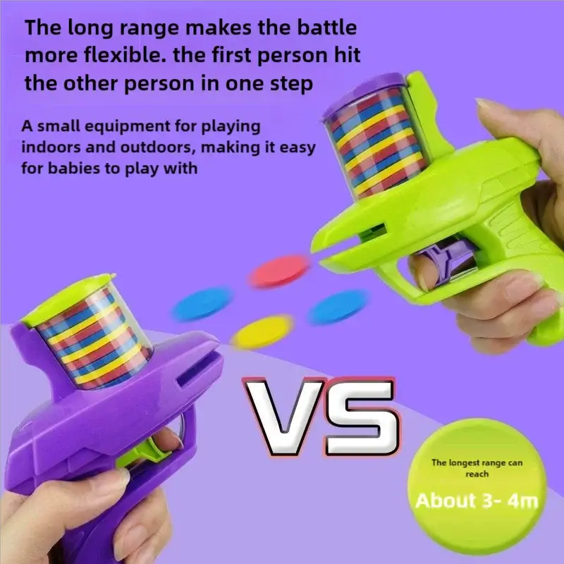 Kids Outdoor Foam Disc Launcher Toy Flying Disc Gun For Double Parent Child Interactive Play