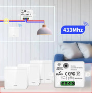 Wireless RF433 smart switch kit with 4 white wall switch modules and receiver