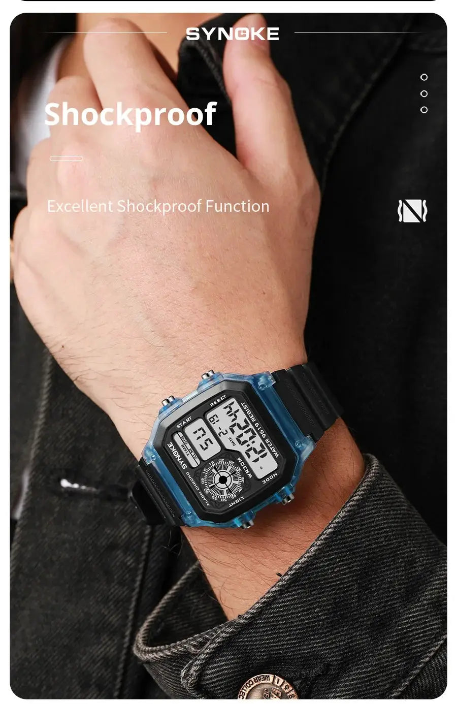 SYNOKE Digital Watches Men Sports Luminous Multifunction Waterproof Women Wristwatch Outdoor and Running Student Seven Lights