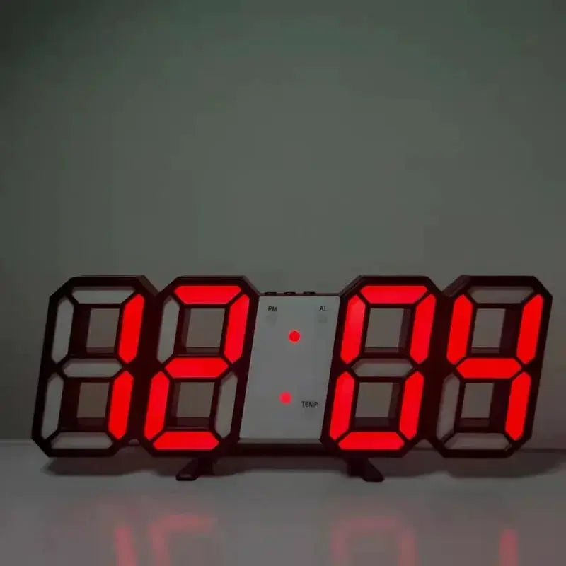 LumaTime Digital Wall Clock With Large LED Display Alarm Clock For Bedroom And Living Room Decor