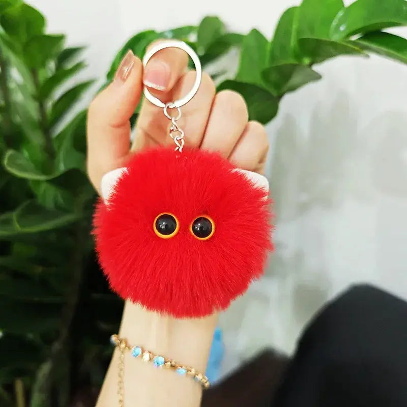 Blush Cat Ball Original Design Cartoon Handmade Plush Pendant Keychain Gift For Girls