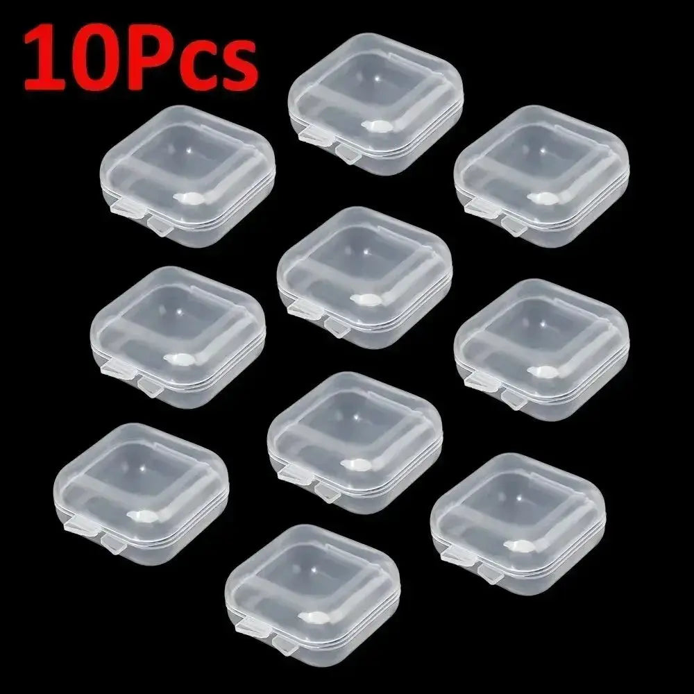 Mini Transparent Plastic Jewelry Storage Box With Flip Top Lid Square Portable Jewelry Organizer For Earrings Display