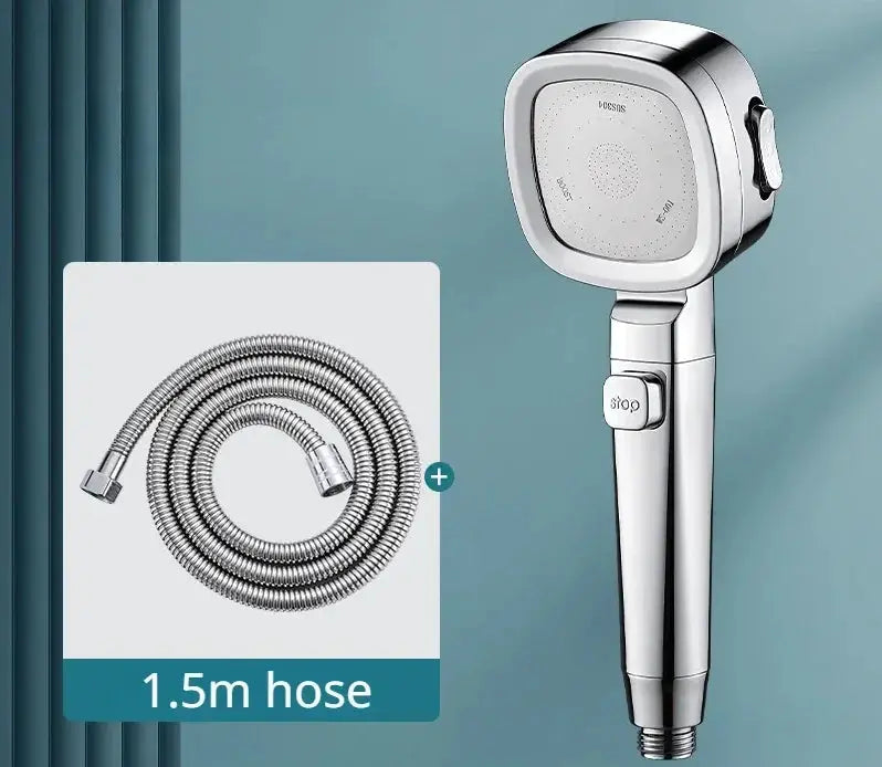 High Pressure Shower Head Water Saving 3 Modes Adjustable One Key Stop