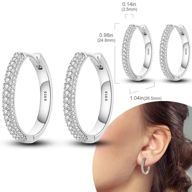 925 Sterling Silver Hoop Earrings Hypoallergenic Zirconia Hoops For Women Girls High Quality Fashion Jewelry