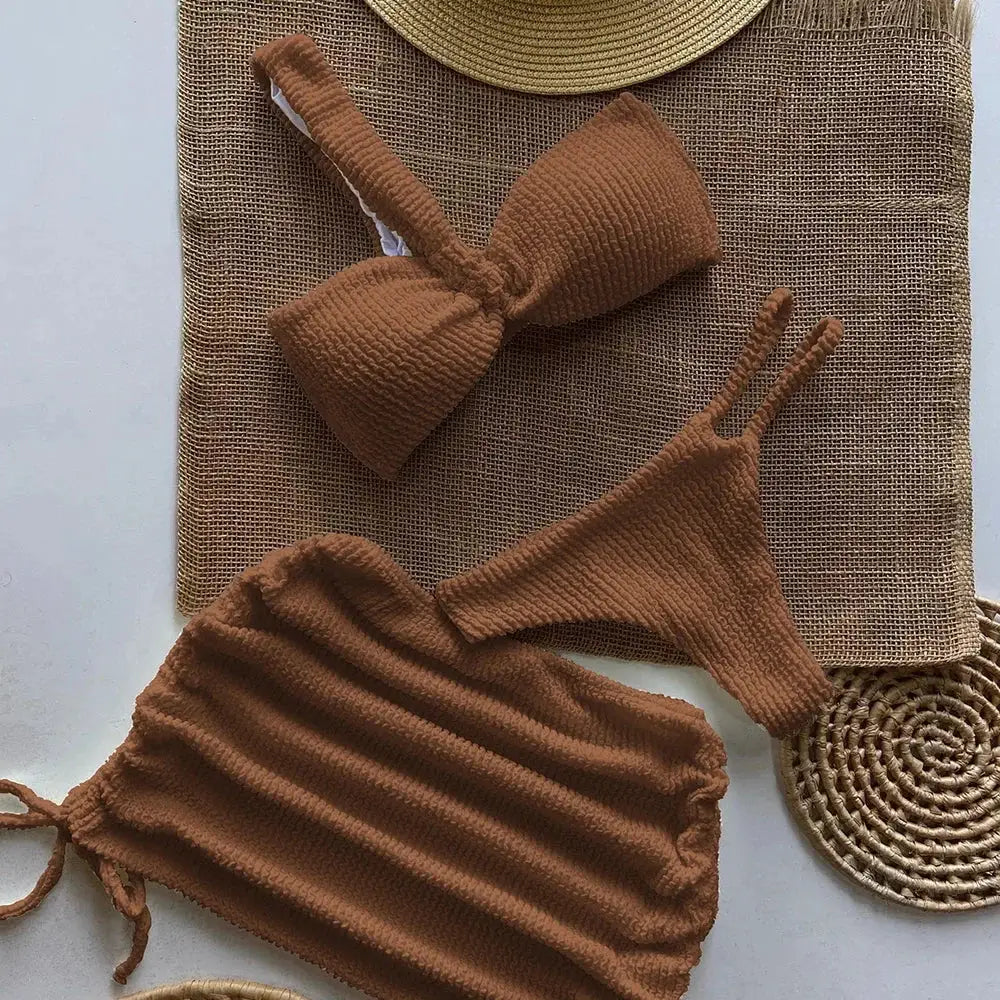 Polovedo 3 Piece Micro Bikini Set For Women Sexy Thong Swimsuit Brazilian Beachwear Bathing Suit