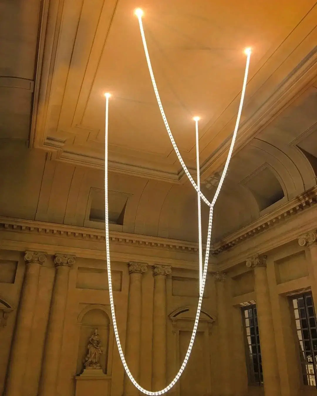 Simples Market necklace chandelier ceiling light with crystal acrylic bead strands and adjustable length