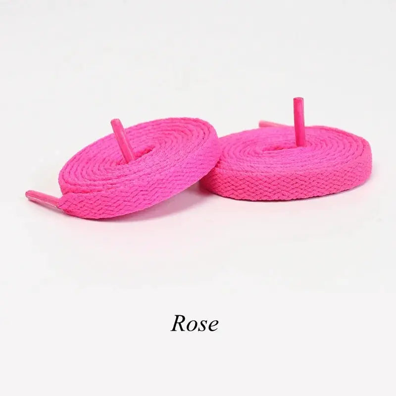 2 pink flat shoelaces, rose color, casual unisex shoe strings