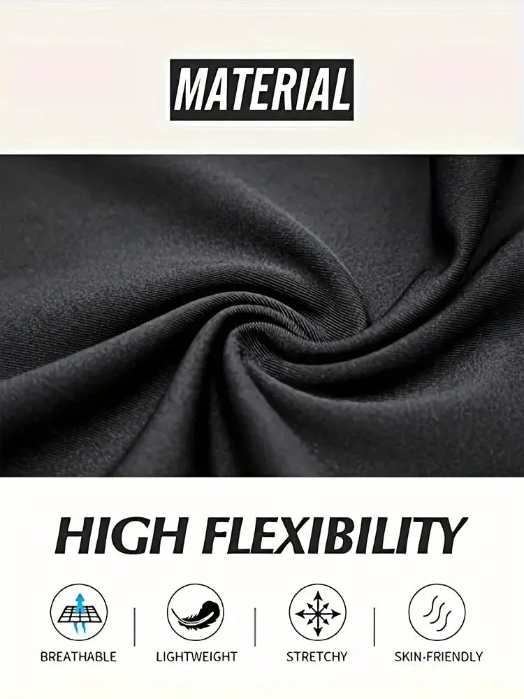 Men's black compression rashguard shirt with high flexibility; breathable, lightweight, stretchy fabric