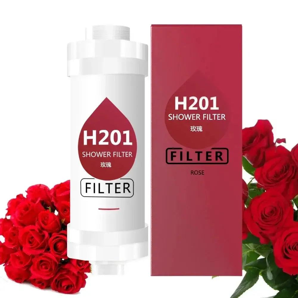 H201 shower filter white cartridge; red rose-scented box (2 items)