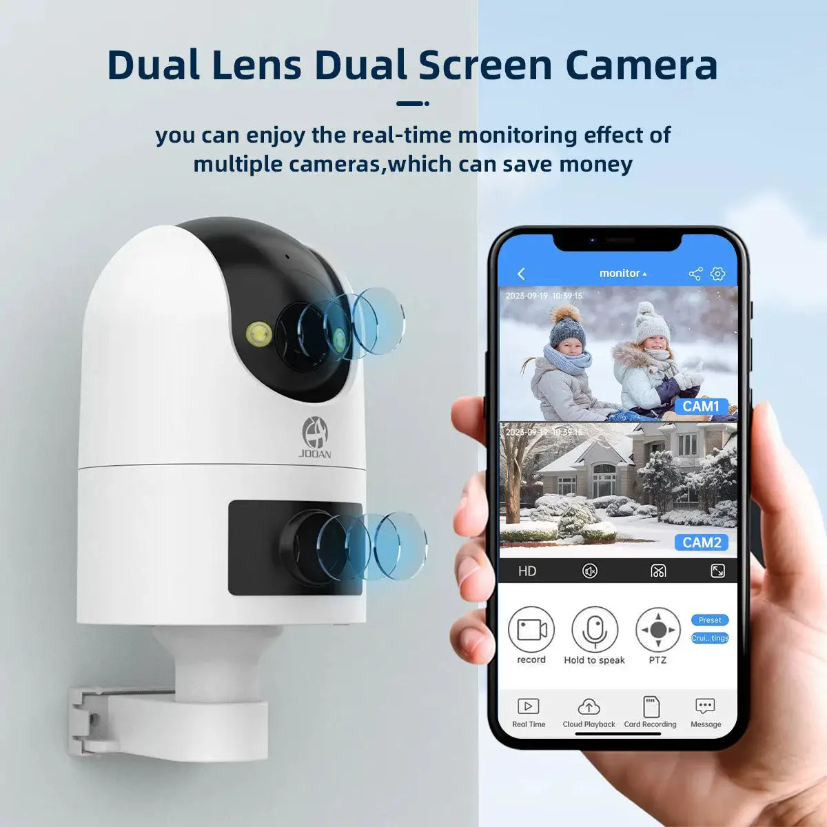 Simples Market 4K PTZ IP outdoor waterproof dual-lens security camera with 5G WiFi and mobile app monitor