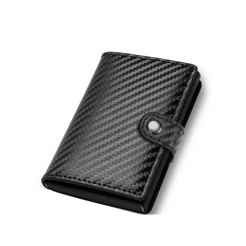 Simples Market carbon fiber RFID credit card holder wallet, black, slim minimalist metal design