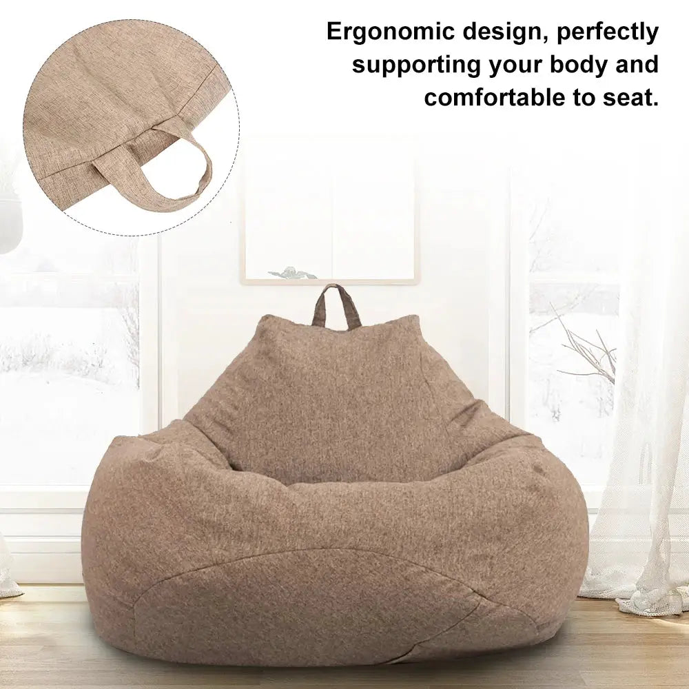 Bean bag chair lounger with brown fabric cover, Simples Market lazy sofa-style seating for living room