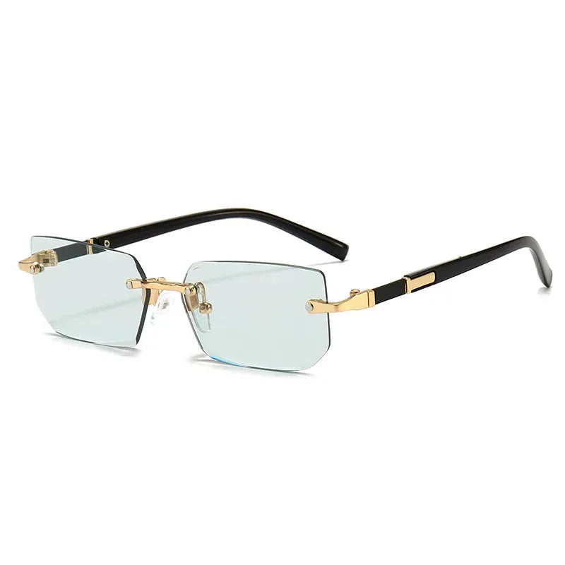 NovaVista Rimless Rectangle Sunglasses Unisex Lightweight Small Square Shades With Mirror Lenses For Summer Travel