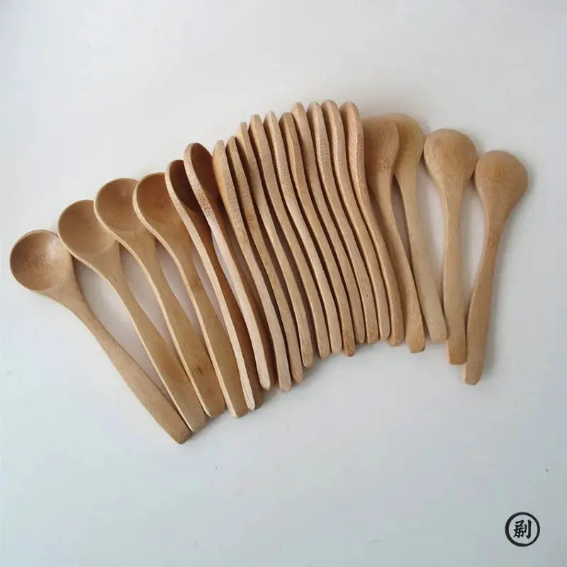Wooden Honey Spoon Set 10 Piece Ecofriendly Bamboo Kitchen Tableware Condiment Coffee Dessert Tea