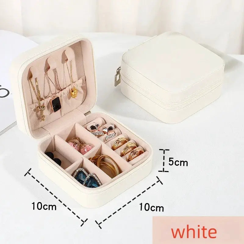 LuxeNest Mini Jewelry Storage Box Portable Travel Organizer for Earrings Necklaces and Rings in Durable PU Leather