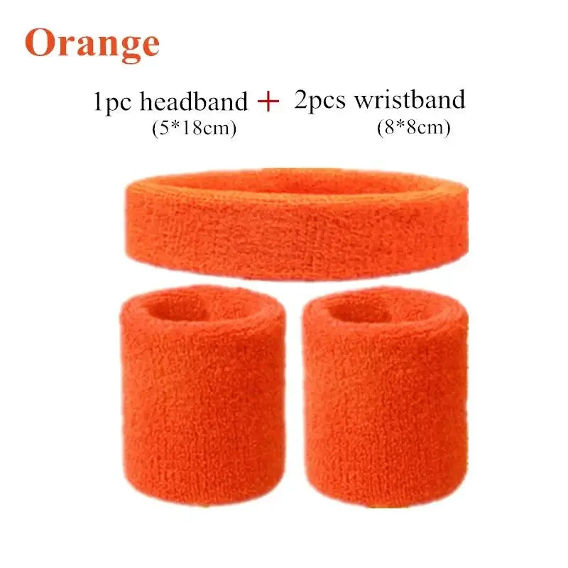Fashion Sports Headband And Wristband Towel Set Sweatband Cotton Blend For Women And Men Cycling Gym Basketball Tennis