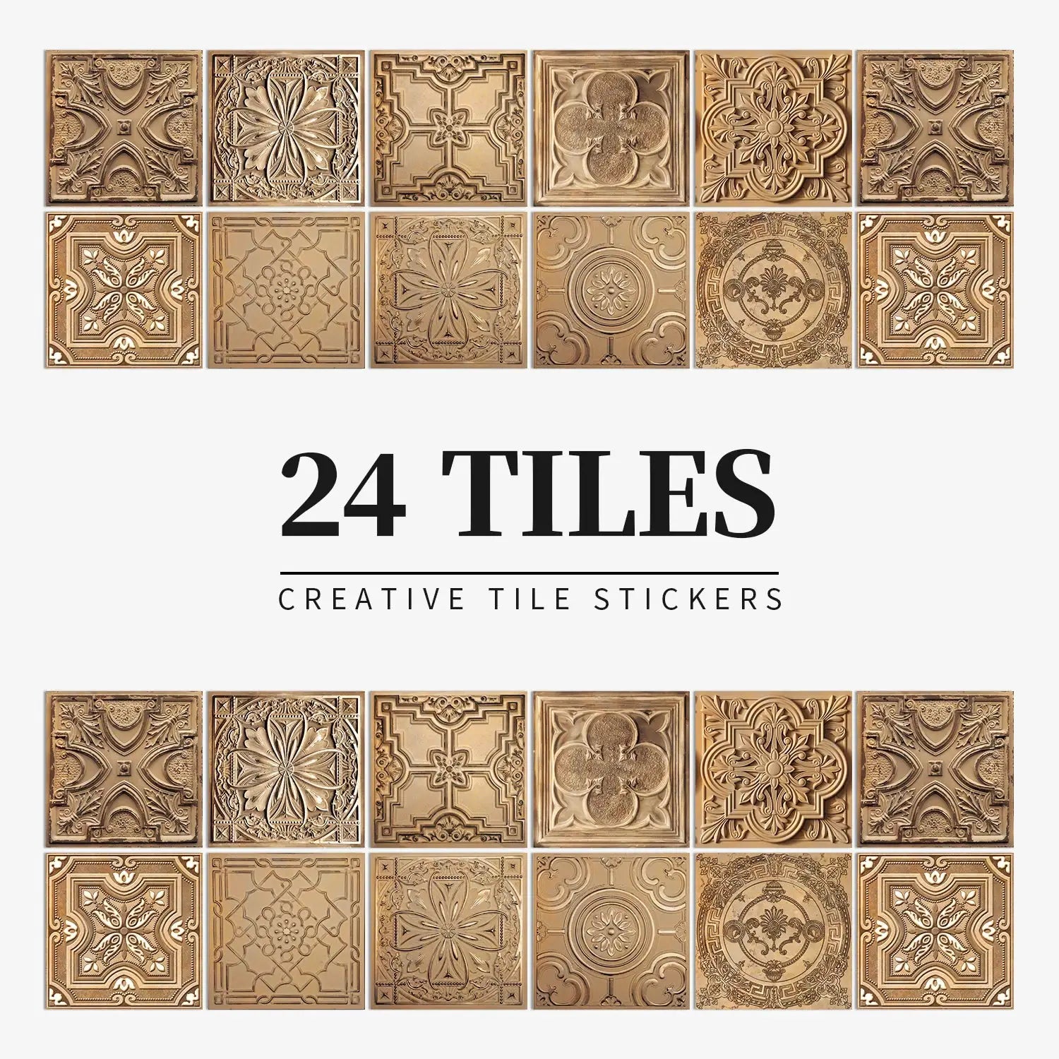 24pcs light-colored tile sticker set, self-adhesive wall decals for kitchen and bathroom by Simples Market