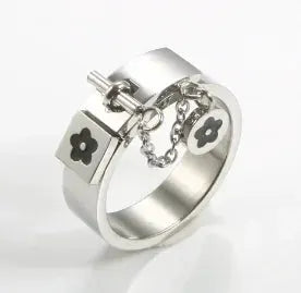 Gold Stainless Steel Ring With Round Bead And Clear Crystal Zircon Waterproof Everyday Fine Jewelry