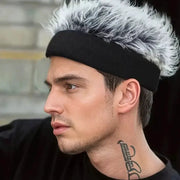 Simples Market hip-hop decorative wig cap with black headband and silver-gray faux fur