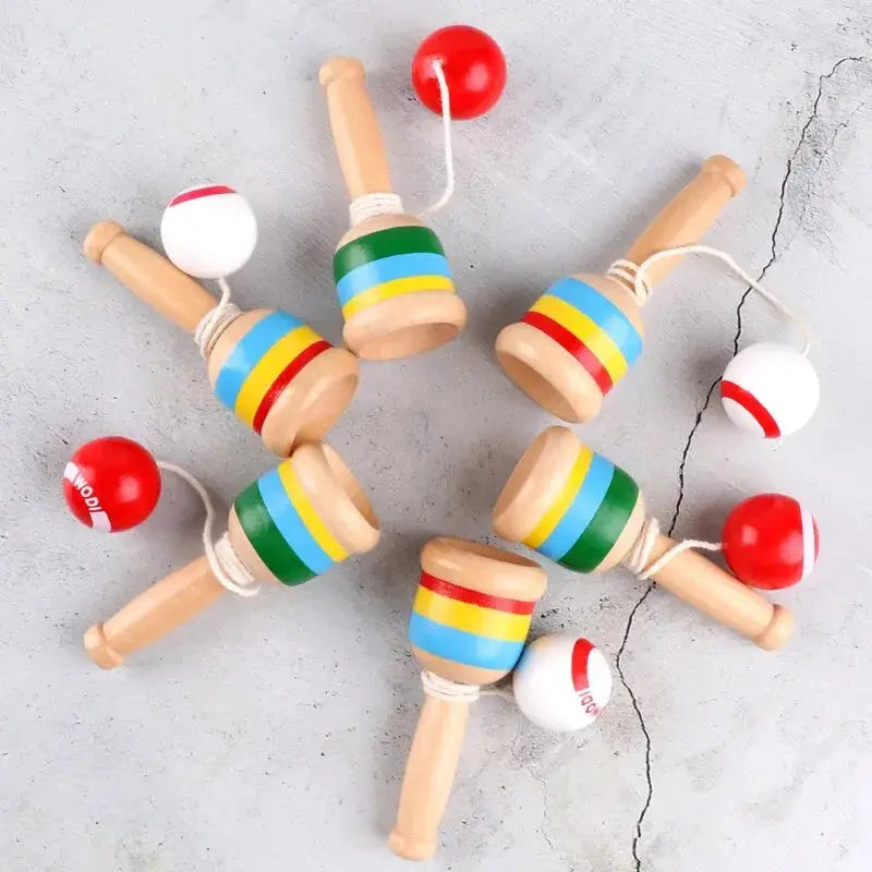 Montessori Wooden Skill Cup and Throw Ball Set Educational Toy for Motor Skills and Cognitive Development